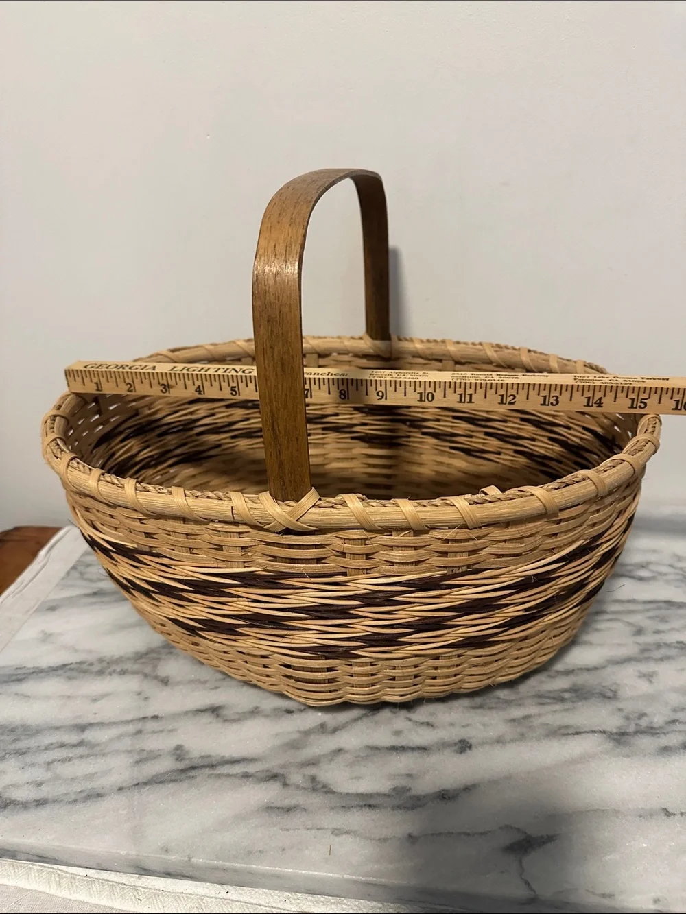 Nantucket style gathering basket signed Barb & Carol ‘95 wood bottom vintage